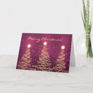Frohe Weihnachtskarte Elegante Sparkling Bäume Ros Feiertagskarte