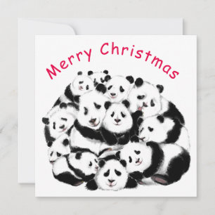Frohe Weihnachtskarte Happy Pandas Family - Funny