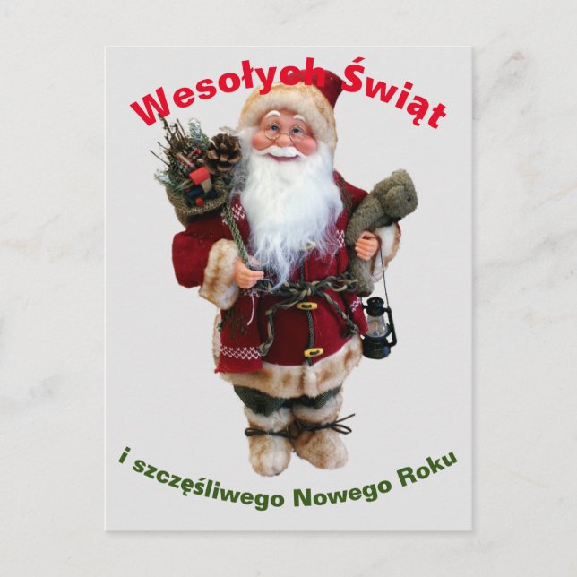 Frohe Weihnachtskarte im polnischen Wesołych Świąt Postkarte (Vorderseite)