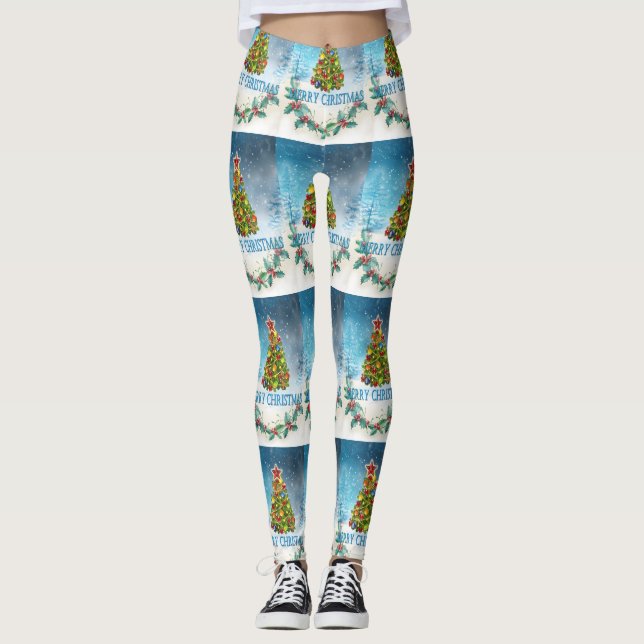 Frohe Weihnachtskarte Leggings (Vorderseite)