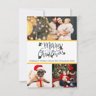 Frohe Weihnachtskarte mit 3 Fotos Dankeskarte