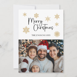 Frohe Weihnachtskarte mit Foto & Gold Schneeflocke Einladung