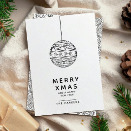 Frohe Weihnachtskarte mit schwarzem & weißem Weihn Einladung