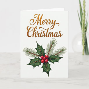 Frohe Weihnachtskarte Stechpalme Tannenbaum Karte