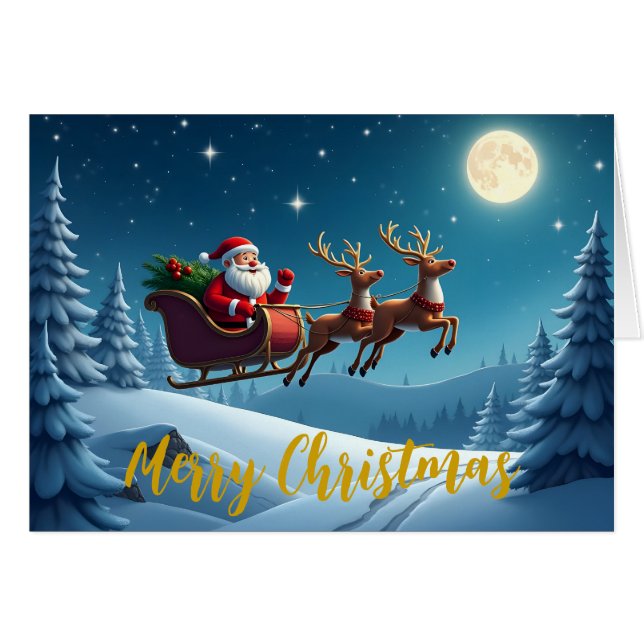 Frohe Weihnachtskarte und Rentierkarte (Vorderseite (Horizontal))