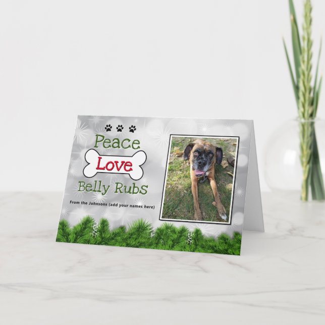 Frohe Weihnachtskarten - Frieden, Liebe Bauch Rubs Dankeskarte (Vorderseite)