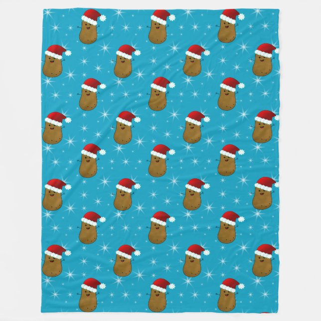Frohe WeihnachtsKartoffel Fleecedecke (Vorderseite)
