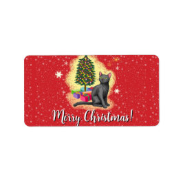 Frohe Weihnachtskat Adressaufkleber