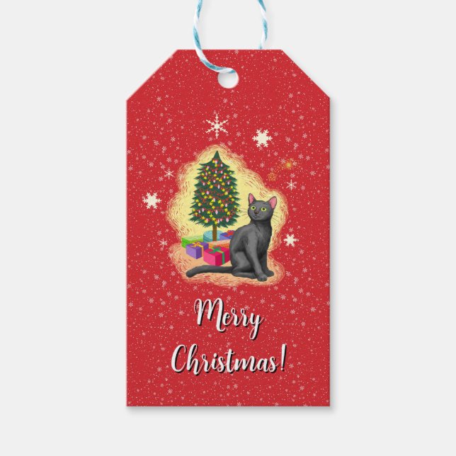 Frohe Weihnachtskat Geschenkanhänger (Vorderseite)