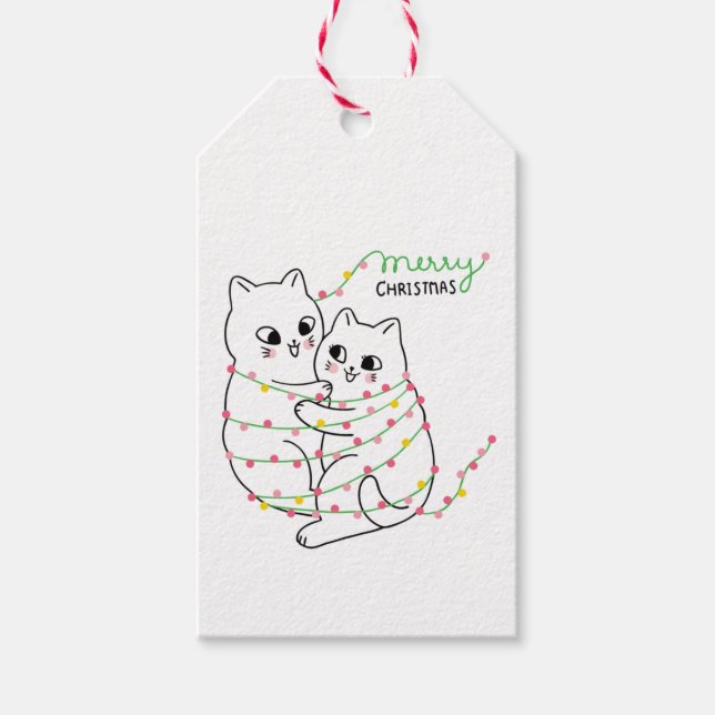 Frohe Weihnachtskat Geschenkanhänger (Vorderseite)
