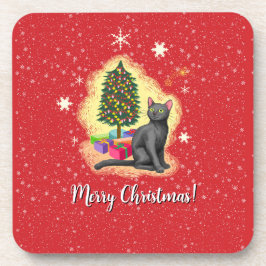 Frohe Weihnachtskat Getränkeuntersetzer
