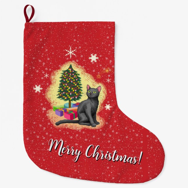 Frohe Weihnachtskat Großer Weihnachtsstrumpf (Vorderseite)