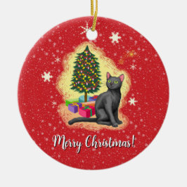 Frohe Weihnachtskat Keramik Ornament