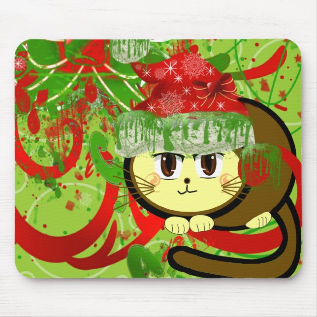 Frohe Weihnachtskat Mousepad (Vorne)