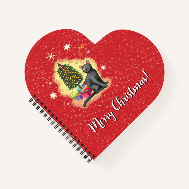 Frohe Weihnachtskat Notizbuch (Vorderseite)