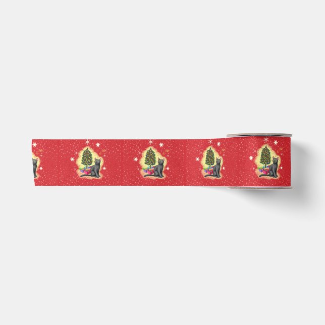 Frohe Weihnachtskat Satinband (Vorderseite)