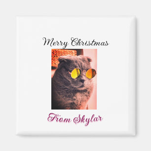 Frohe Weihnachtskatze Haustier Liebe Foto Magnet