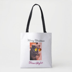 Frohe Weihnachtskatze Haustier Liebe Foto Tasche