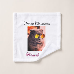 Frohe Weihnachtskatze Haustier Liebe Foto Waschlappen