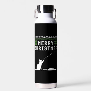 Frohe Weihnachtskatze Ugly Sweater Trinkflasche