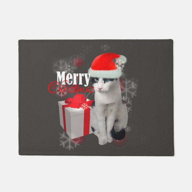 Frohe Weihnachtskatze und -pack Fußmatte (Vorderseite)