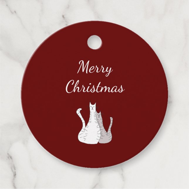 Frohe Weihnachtskatzen Elegante Script Red Geschenkanhänger (Vorderseite)