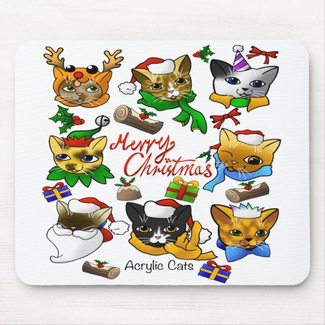 Frohe Weihnachtskatzen Mousepad (Vorne)