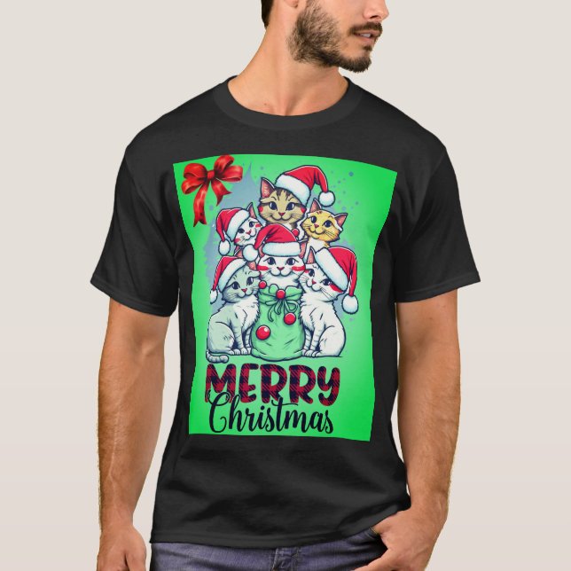 Frohe Weihnachtskatzen - Niedlich & festlicher Spa T-Shirt (Vorderseite)