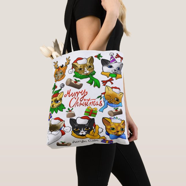 Frohe Weihnachtskatzen Tasche (Von Nahem)