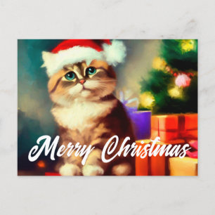 Frohe Weihnachtskatzenleder Postkarte