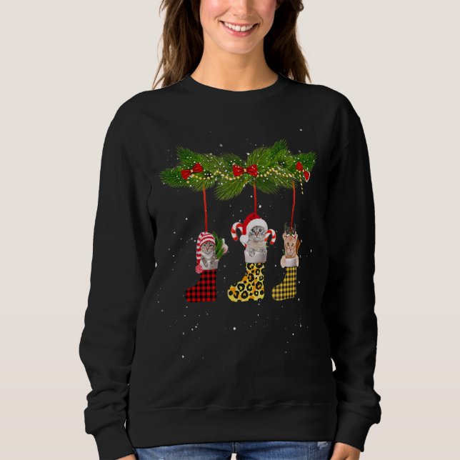 Frohe Weihnachtskatzsocken Leopard Buffalo Streife Sweatshirt (Vorderseite)