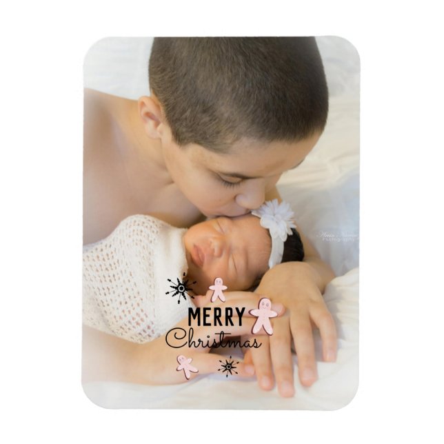 Frohe Weihnachtskekse Gingerbread Foto Magnet (Vertikal)