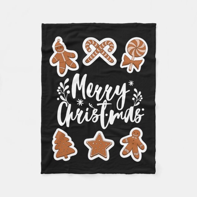 Frohe Weihnachtskekse Gingerbread Man Tree Bakin Fleecedecke (Vorderseite)