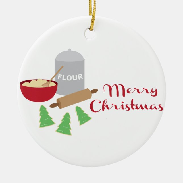 Frohe Weihnachtskekse Keramik Ornament (Vorne)
