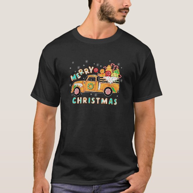 Frohe Weihnachtskekse LKW mit Lebkuchen Dose T-Shirt (Vorderseite)