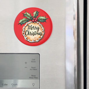 Frohe Weihnachtskekse mit Stechpalmenbeeren Magnet