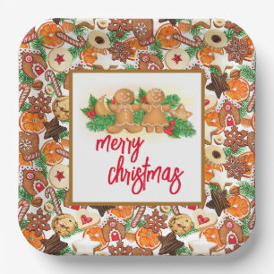 Frohe Weihnachtskekse Pappteller