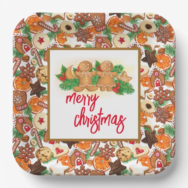 Frohe Weihnachtskekse Pappteller (Vorderseite)