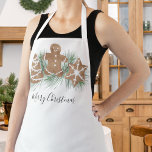 Frohe Weihnachtskekse Schürze<br><div class="desc">Diese festliche Schürze ist mit Weihnachtskeksen in Aquarellen und Blättern dekoriert und sagt Frohe Weihnachten. Einfach anpassbar. Weil wir unsere Kunstwerke erstellen, werden Sie dieses exakte Bild von anderen Designern nicht finden. Original Wasserfarbe © Michele Davies.</div>