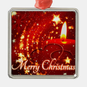 Frohe Weihnachtskerze Ornament Aus Metall