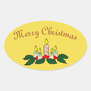 Frohe Weihnachtskerze Oval Sticker