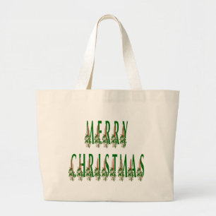 Frohe Weihnachtskerze Schriftart Jumbo Stoffbeutel