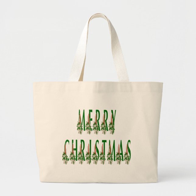 Frohe Weihnachtskerze Schriftart Jumbo Stoffbeutel (Vorne)