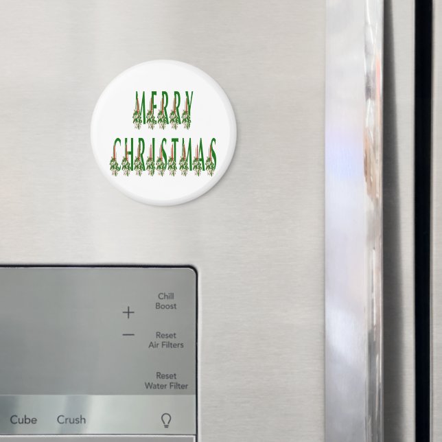 Frohe Weihnachtskerze Schriftart Magnet (In Situ (Kühlschrank))