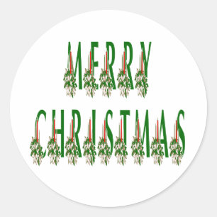 Frohe Weihnachtskerze Schriftart Runder Aufkleber