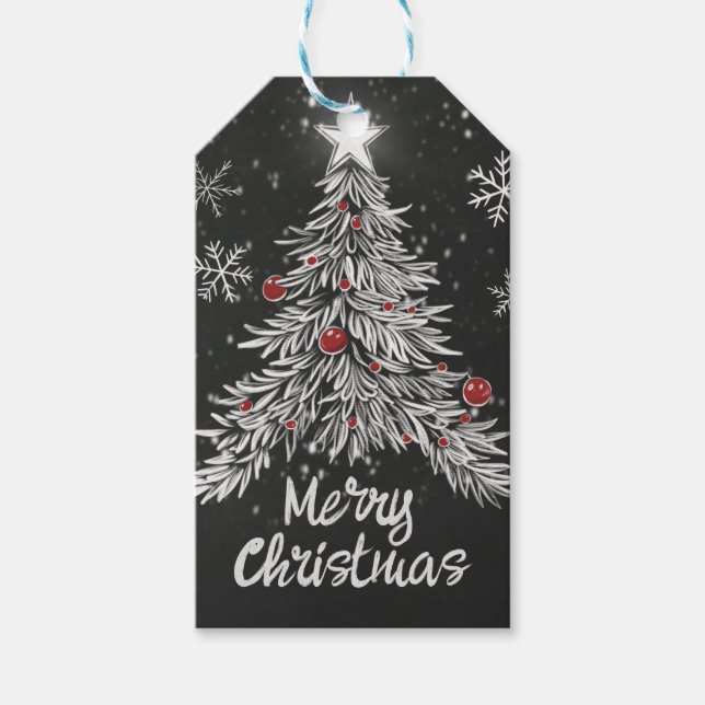 Frohe Weihnachtskhalkboard Rustikale Wohngestaltun Geschenkanhänger (Vorderseite)
