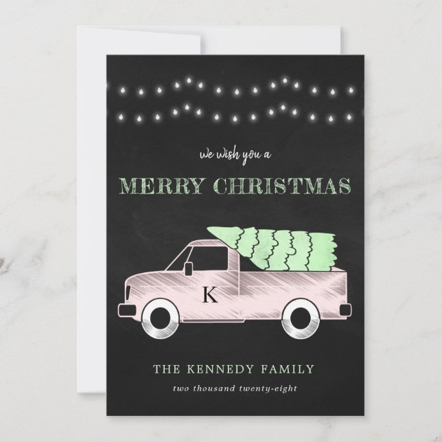 Frohe Weihnachtskhalkboard Vintag Truck Holiday (Vorderseite)