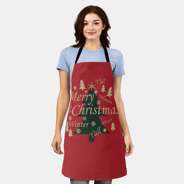 Frohe Weihnachtskiefer dekoriert Schürze (Getragen)