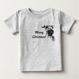 Frohe Weihnachtskiefer Schwarz-Weiß-Shirt Baby T-shirt