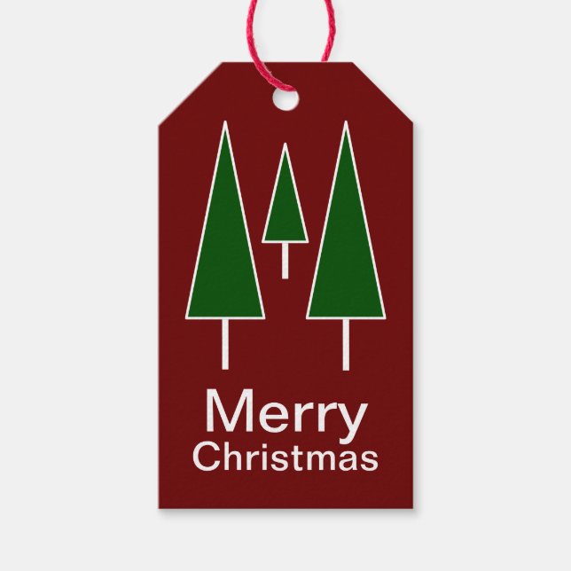 Frohe Weihnachtskiefernbäume Abstraktes grünes Ges Geschenkanhänger (Vorderseite)